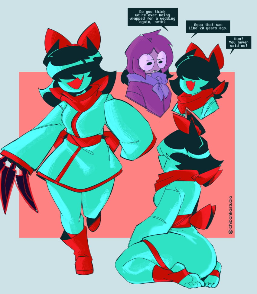 Aqua & Seth (Deltarune) Rule 34 – Barefoot