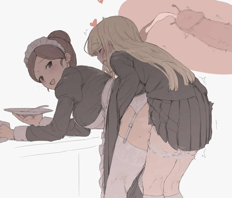 Futa-sama & Hair Bun Maid (Original) Rule 34 – Bent Over