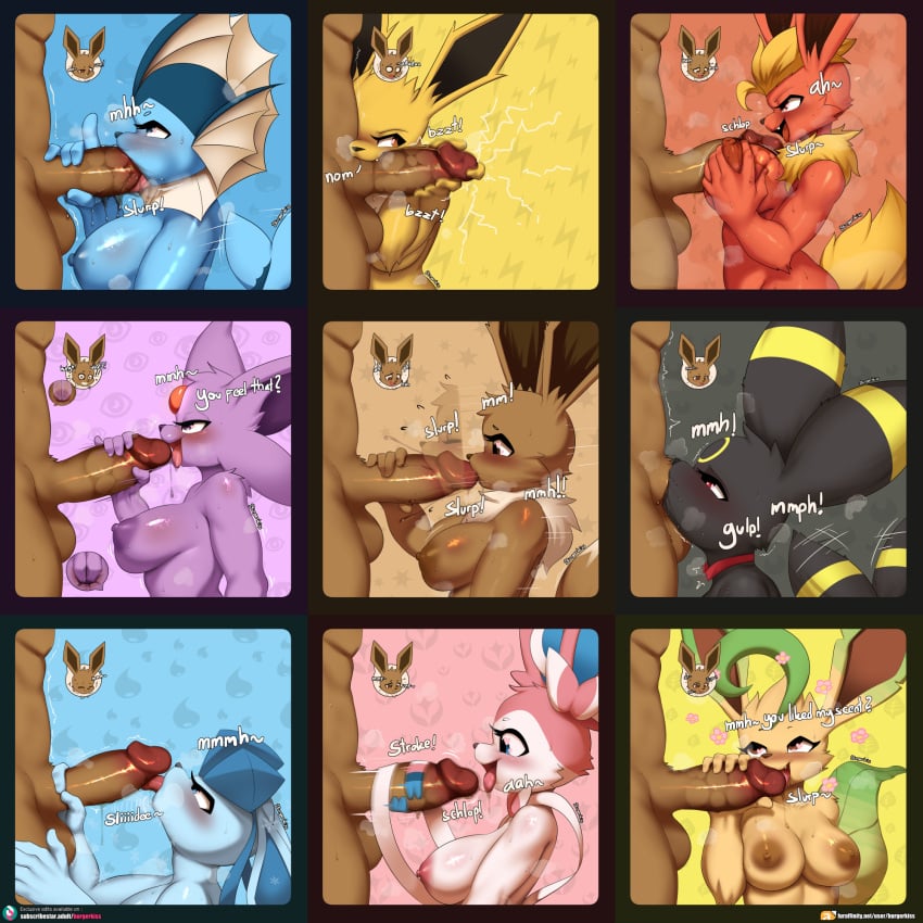 All Nine Eeveelutions & Blacky (Nintendo) Rule 34