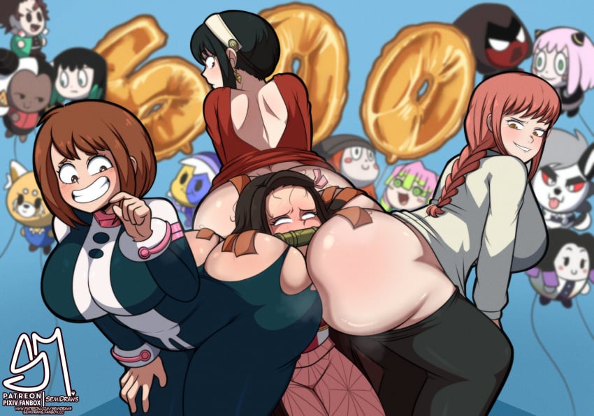 Anya Forger & Kamado Nezuko (Aggressive Retsuko) Rule 34