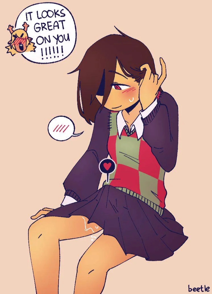 Kris & Kris Female (Deltarune) Rule 34 – Boner In Pants