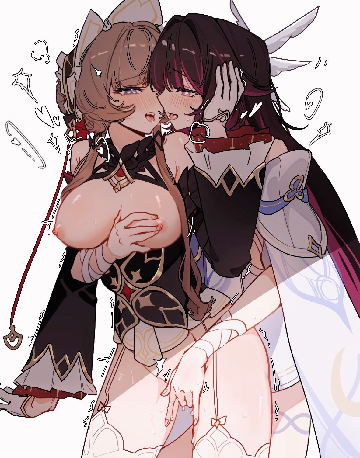 Columbina & Sandrone (Genshin Impact) Rule 34 – After Kiss