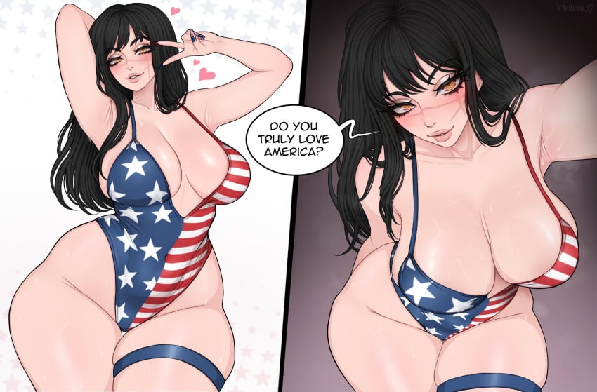 Yoru (Chainsaw Man) Rule 34 – American Flag Bikini