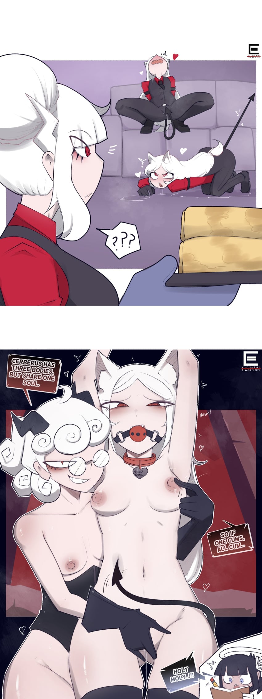 Azazel & Cerberus (Helltaker) Rule 34 – Ball Gag