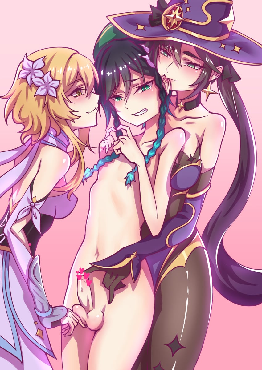 Lumine & Mona (Genshin Impact) Rule 34 – Arm Between Breasts