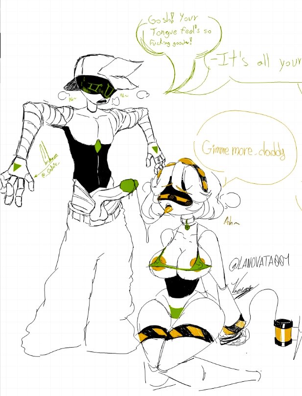 Thad & V (Murder Drones) Rule 34 – Blowjob