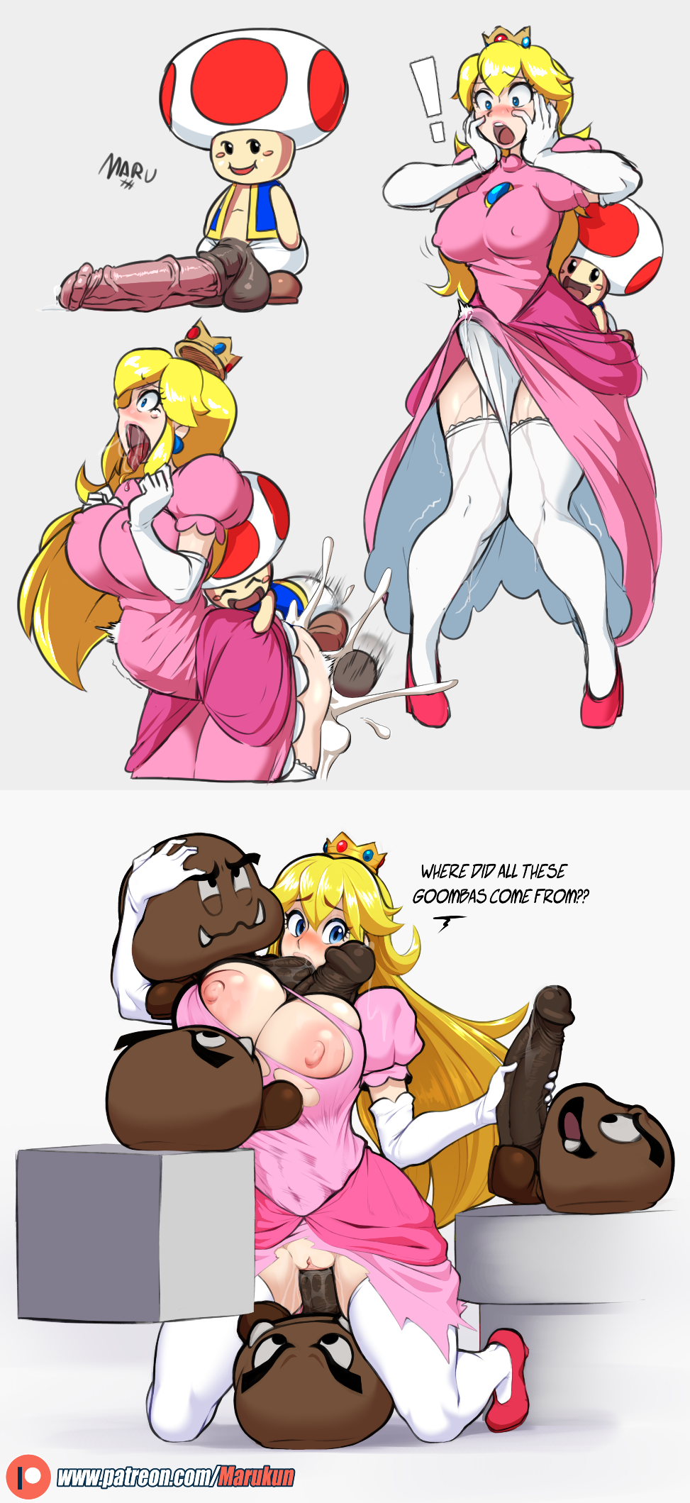 Goomba & Princess Peach (Mario) Rule 34 – Absurdly Large Cock