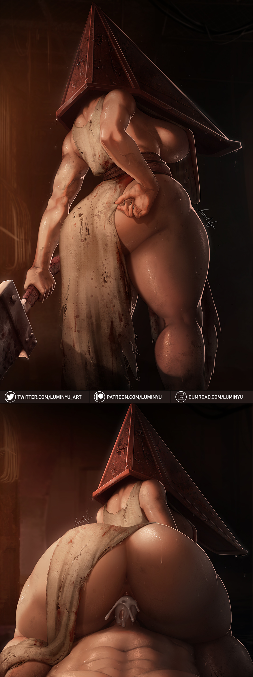 Female Pyramid Head & Pyramid Head (Konami) Rule 34