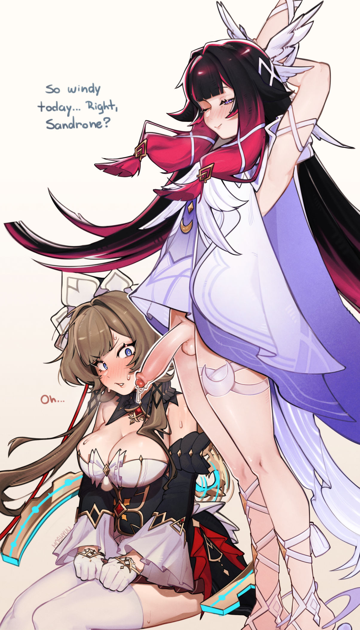 Columbina & Sandrone (Genshin Impact) Rule 34 – Black Hair