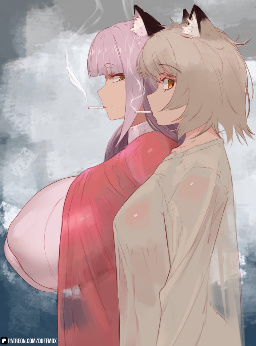 Shizue & Yani Neko (Chainsmoker Cat) Rule 34 – Breasts