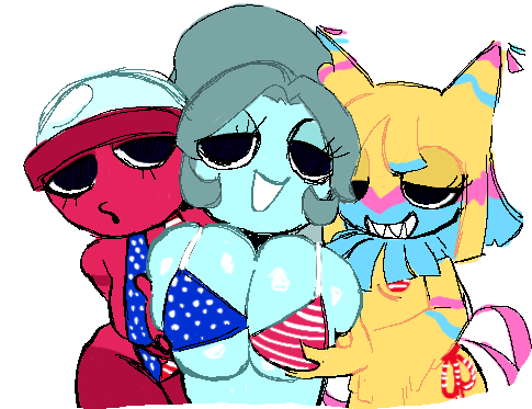 Connie & Gigi (4th Of July) Rule 34 – American Flag Bikini