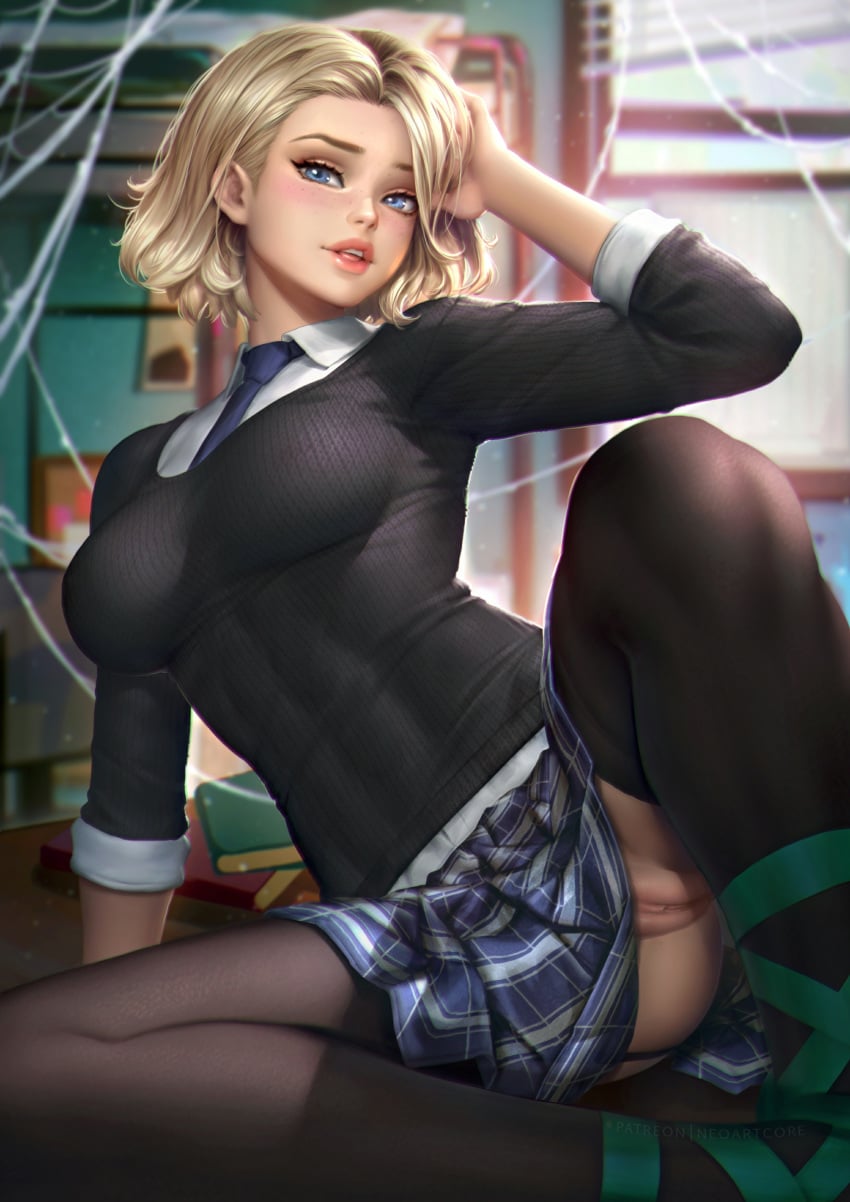 Gwen Stacy & Gwen Stacy (Marvel) Rule 34 – Ass Visible Through Thighs