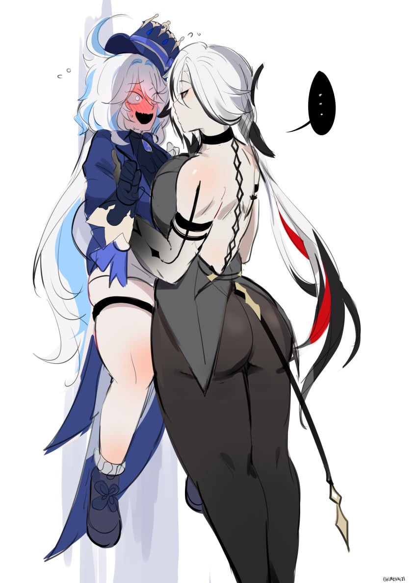 Arlecchino & Furina (Genshin Impact) Rule 34 – Against Wall