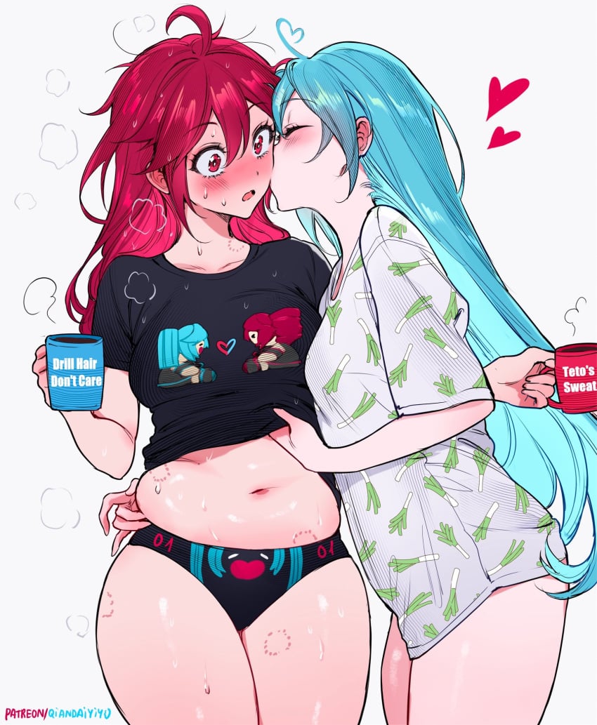 Fatass Teto & Hatsune Miku (Vocaloid) Rule 34 – Ahoge