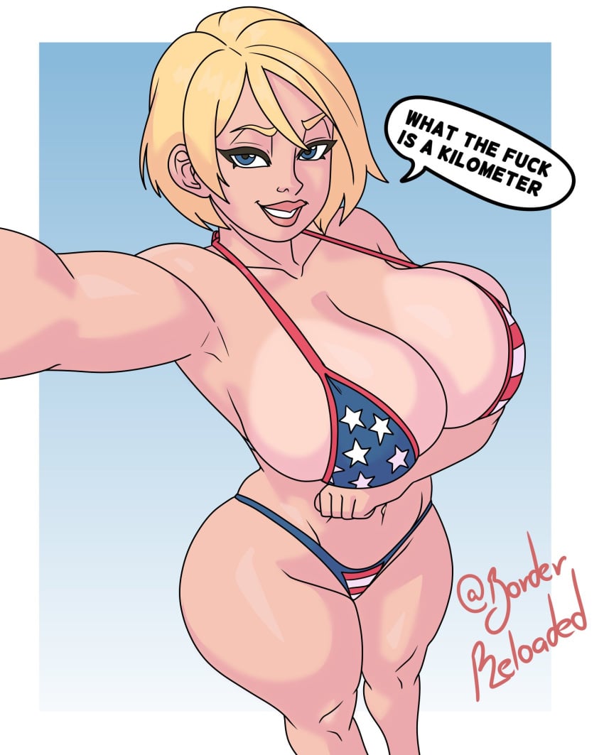Power Girl (4th Of July) Rule 34 – American Flag Bikini