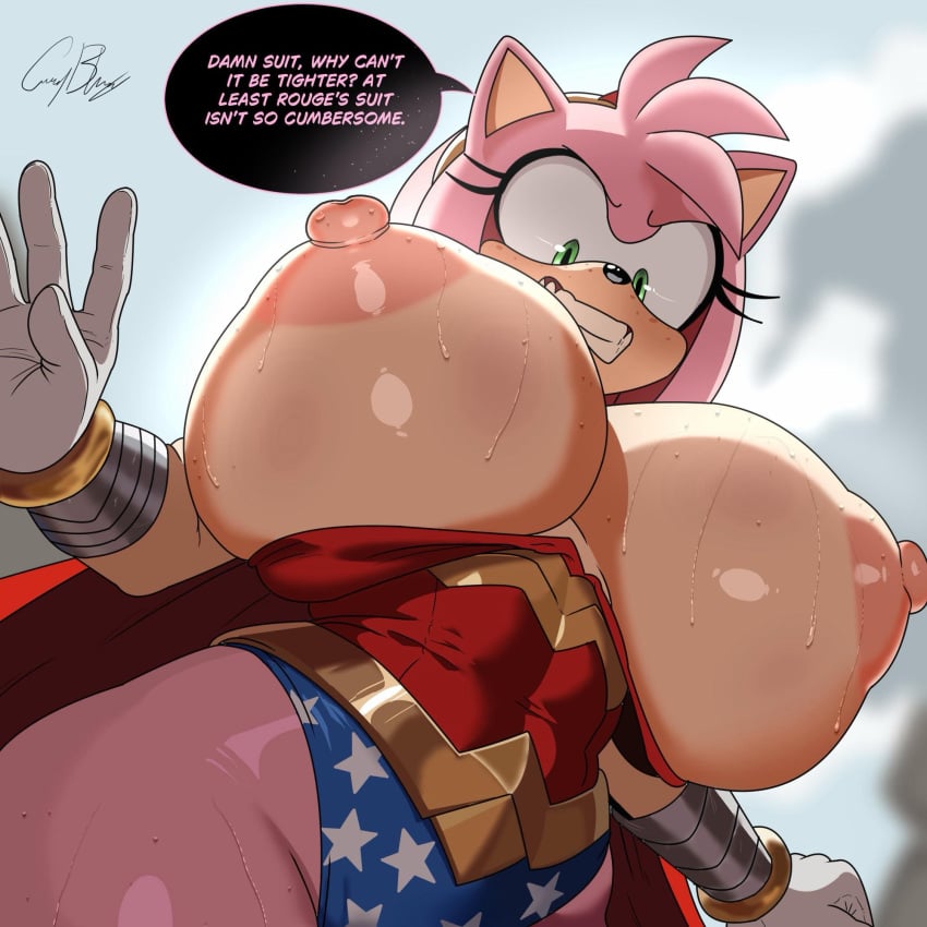Amy Rose & Wonder Woman (Sonic) Rule 34 – Alternate Breast Size