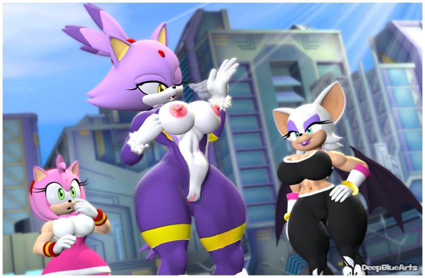 Amy Rose & Blaze The Cat (Sonic) Rule 34 – Big Breasts